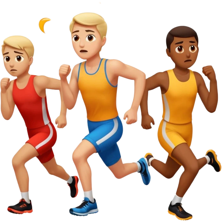 worried person falling behind running competitors, expressive and vibrant, apple style emoji emoji