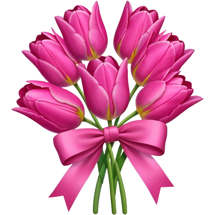 Pink tulips with a bow emoji