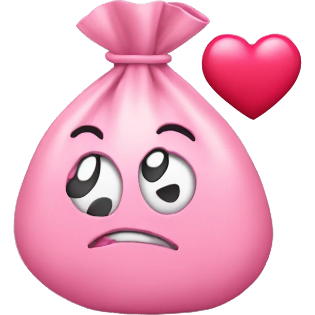  pink money bag with broken hearts emoji