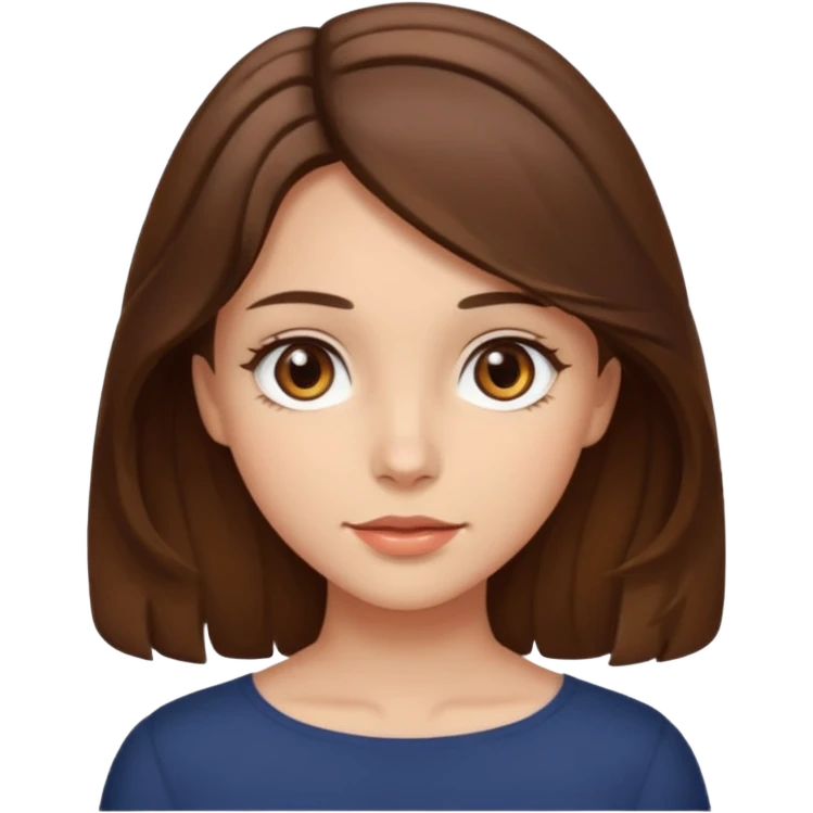 A girl with brown eyes and brown slightly wavy shoulder length hair  emoji