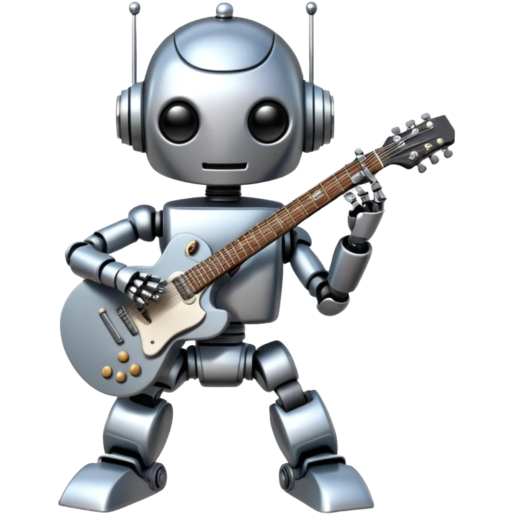 Robot playing guitar emoji