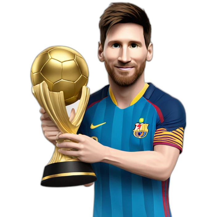 Lionel Messi com o troféu da copa do mundo emoji