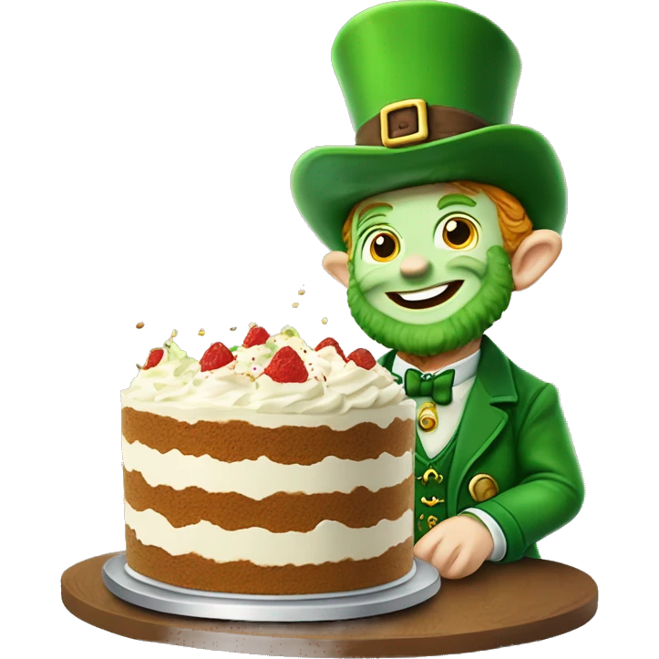 Leprechaun eating a trifle ￼￼ emoji