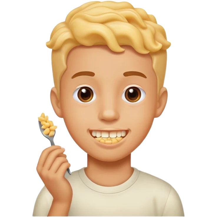 Boy with macaroni for teeth emoji