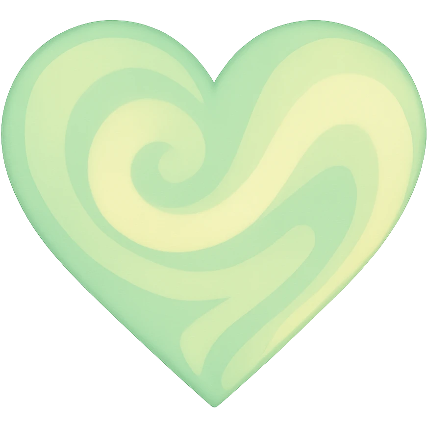 heart with a pastel green and yellow swirl, clean digital illustration emoji