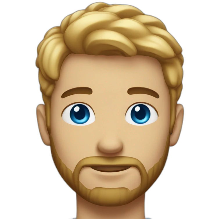 A young Man blue eyes, a short beard, with a cloud in front of his face emoji