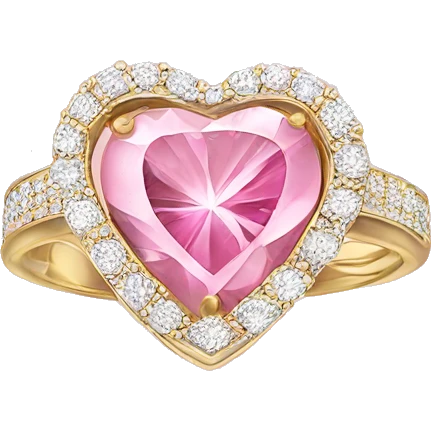 Sliver ring with a pink heart diamond emoji