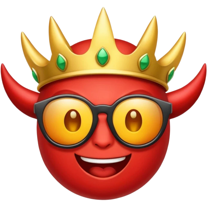 Emoji de demonio con corona y lentes obscuros emoji