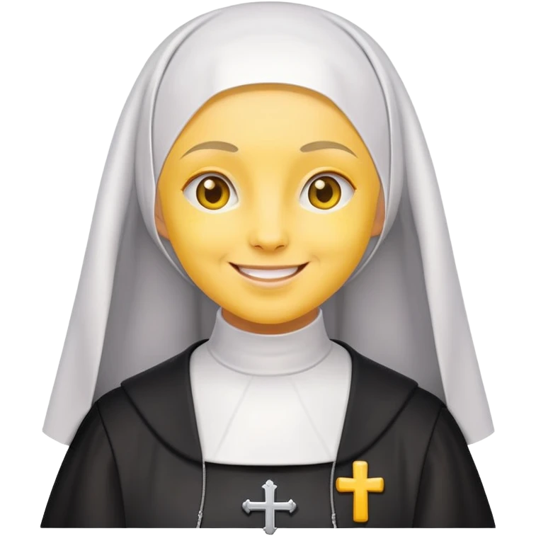 nun with yellow skin, smiling emoji