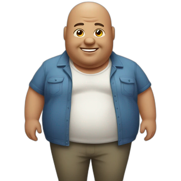 obese and happy bald man emoji