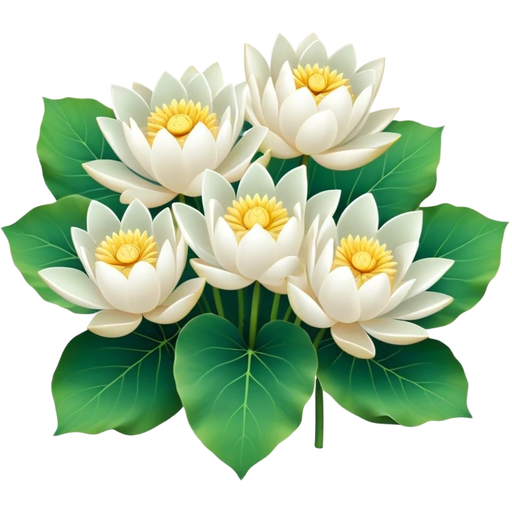 bouquet white Nymphaea lotus,stem, lotus leaf emoji