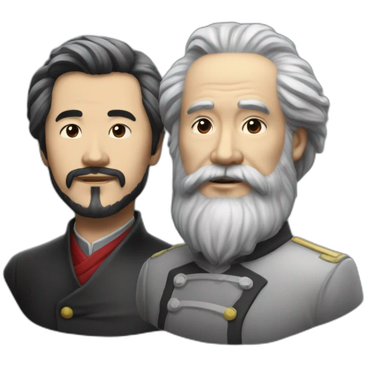 lihongzhi and karlmarx Hook-and-shoulder emoji