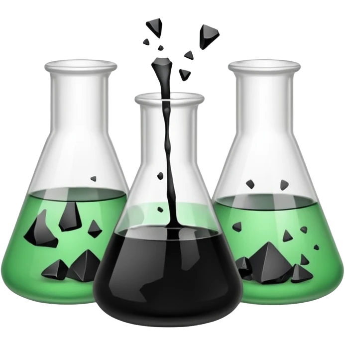 Broken beakers with black chemical liquid emoji