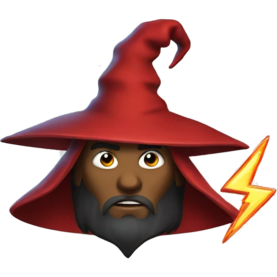 red wizard with thunder emoji