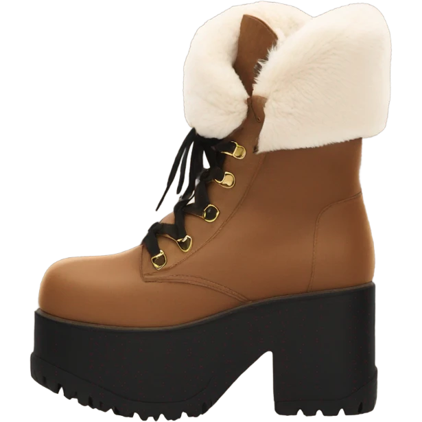 Platform UNIF boots brown fur emoji
