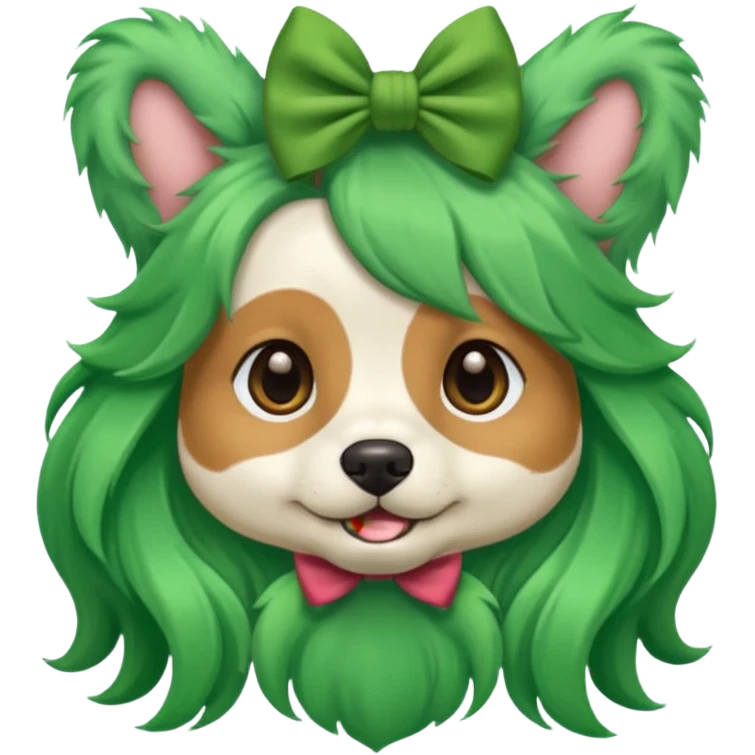 dog with long green hair and bow emoji