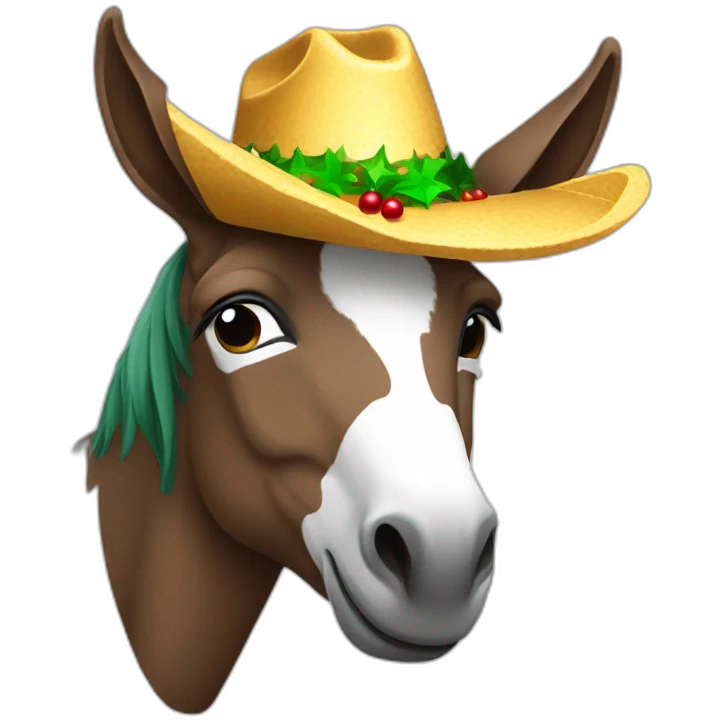 Burro con sombrero de navidad emoji