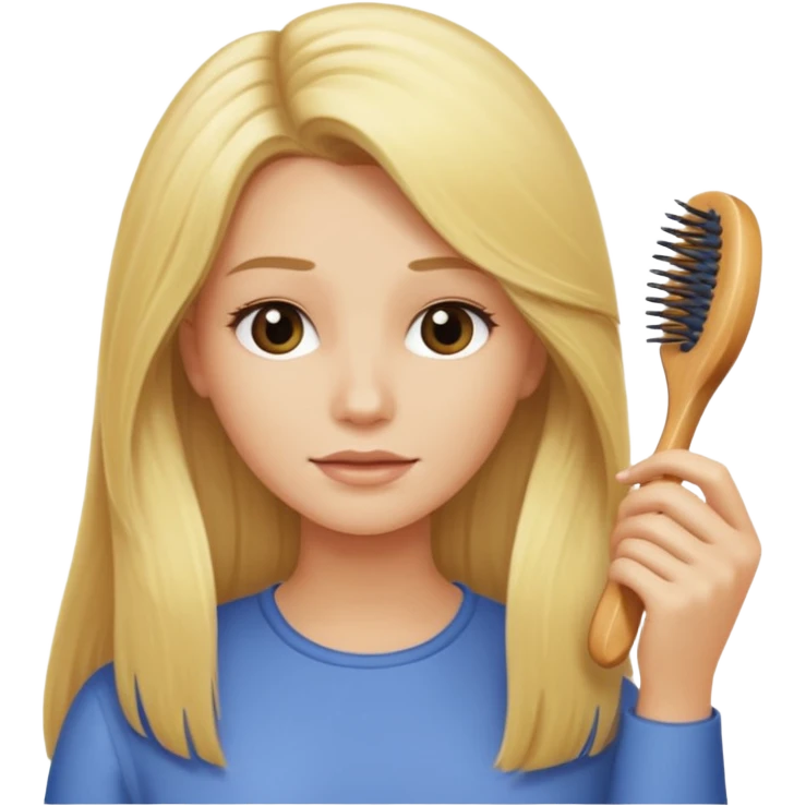 blonde with long hair combing it emoji