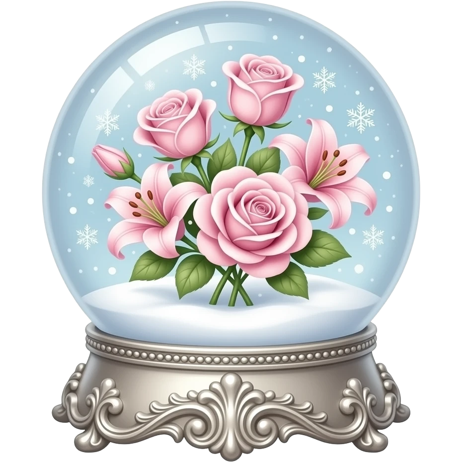 vintage rococo light pink dainty floral snow globe emoji