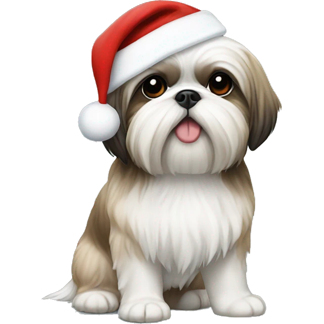 Shih tzu wearing a santa hat emoji