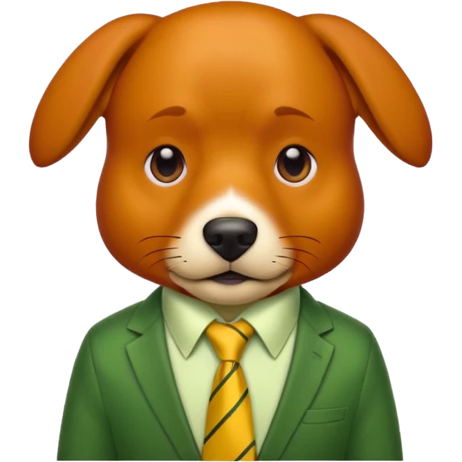 red dog with yellow tie,green shirt emoji