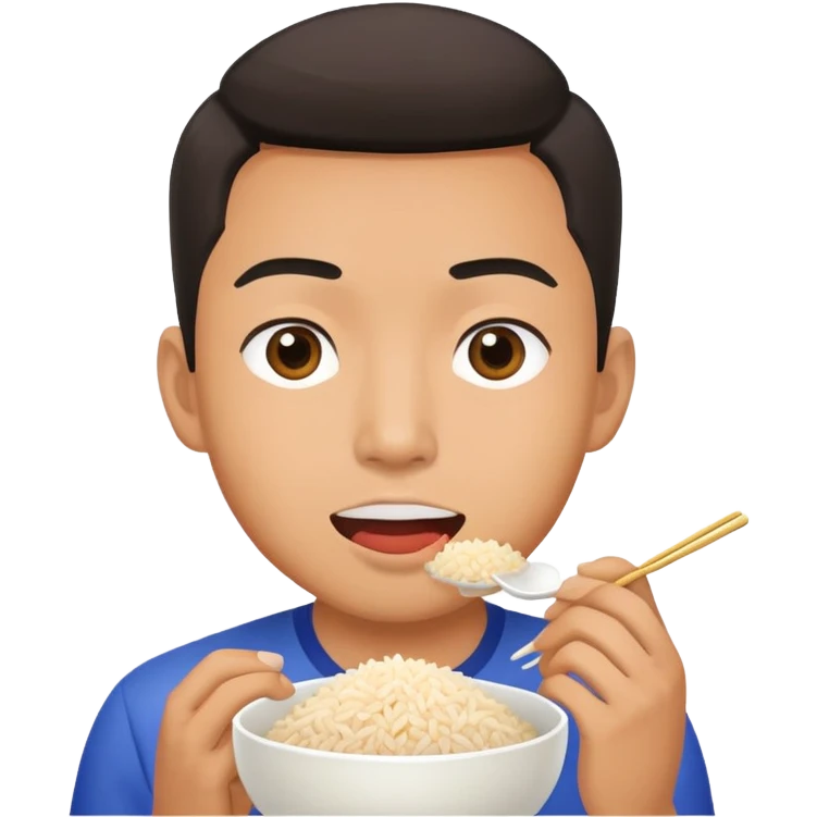 Gay Asian eating rice emoji