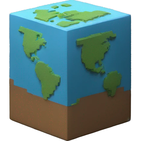Cube earth made of voxels emoji