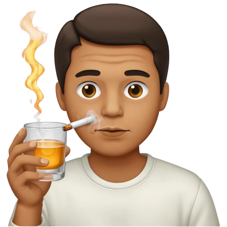Man smoking from glass pong , the pong in his mouth (like this pong ⚗️) emoji