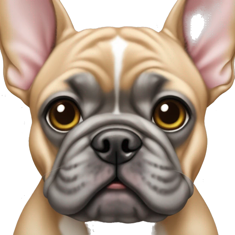 Portrait of Fawn color French bulldog face with grey muzzle and ears emoji