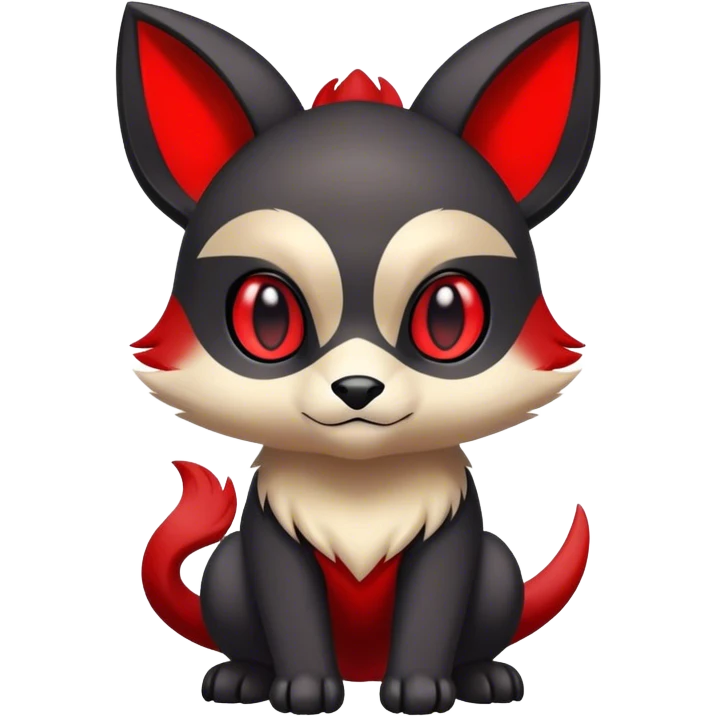 Cute cool black red animal hybrid Fakemon full body emoji
