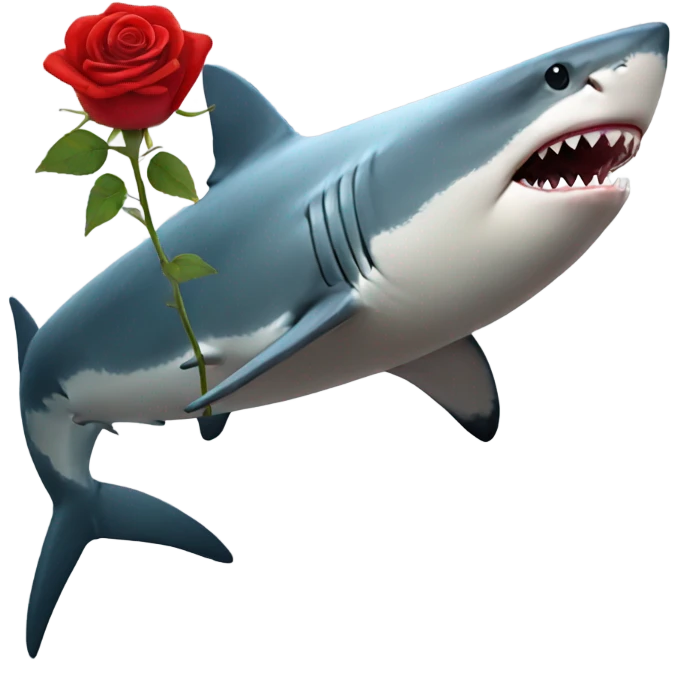 shark holding a red rose emoji