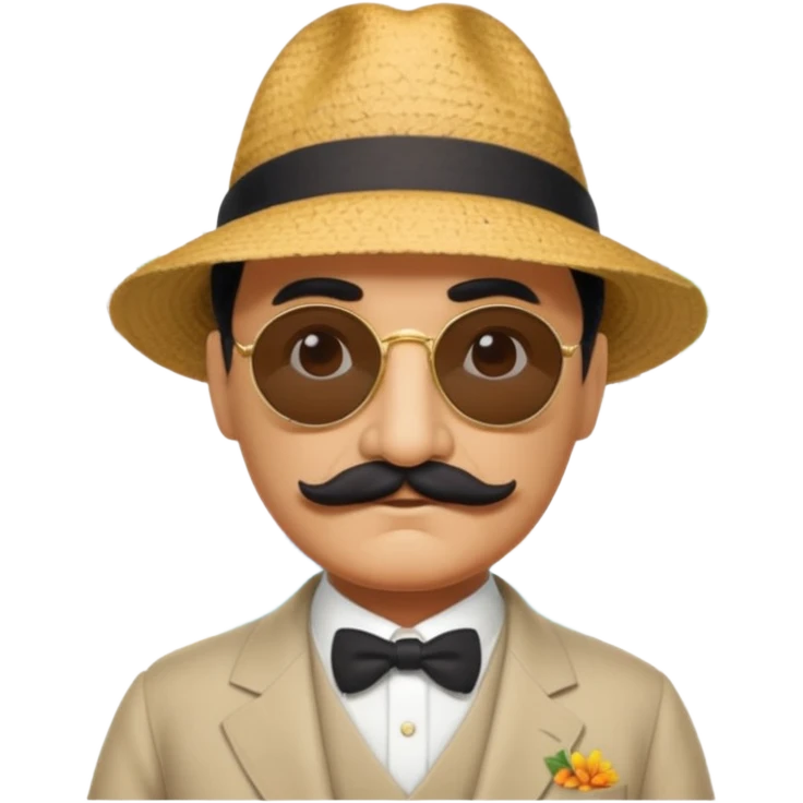 Hercule Poirot on holidays on an island emoji