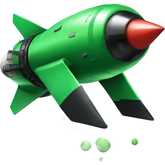 green and black rocket ship emoji