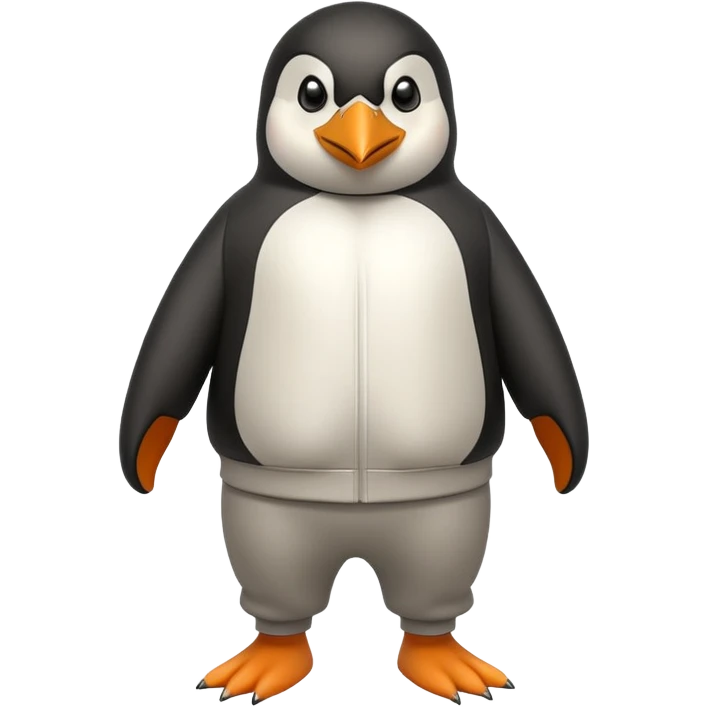 friendly anthropomorphised penguin wearing a mafia-style tracksuit, angry expression, brisk purposeful stride emoji