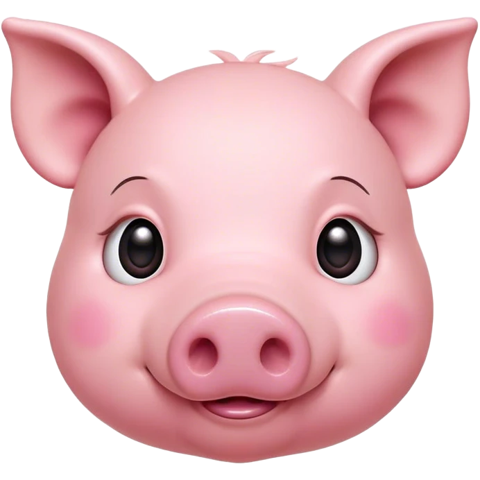 Cinematic Cute Pig Portrait Emoji, Head tilted playfully and inquisitively, featuring a glossy rosy-pink hide with a cute snout and a subtle natural sheen, round, sparkling beady eyes filled with curiosity, Simplified yet irresistibly adorable features, highly detailed, glowing with a warm, friendly glow, high shine, affectionate and lively, stylized with a touch of farmyard whimsy, bright and endearing, soft glowing outline, capturing the essence of a mischievous yet loving pig, so playful it feels like it could oink out of the screen and into your arms! emoji