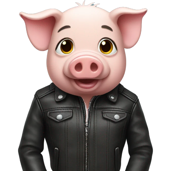 Pig in leather jacket emoji