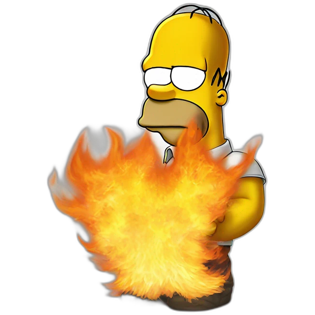 Homer Simpson in fire emoji