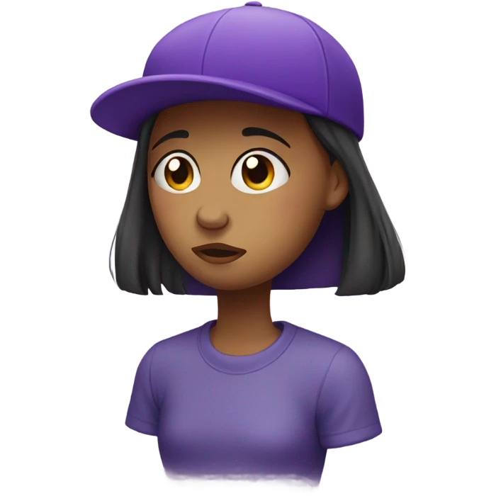 Sad girl in violet cap emoji