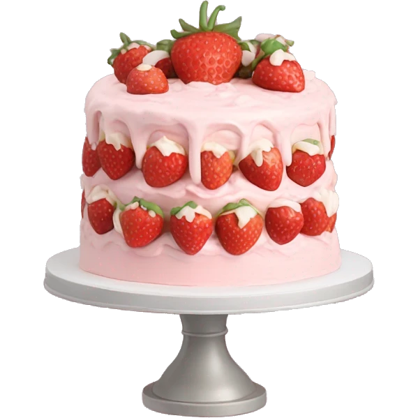 Light Pink strawberries and cream birthday cake without a plate emoji