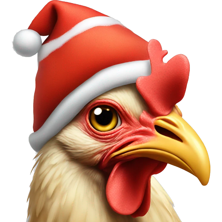 Chicken with a Christmas hat  emoji