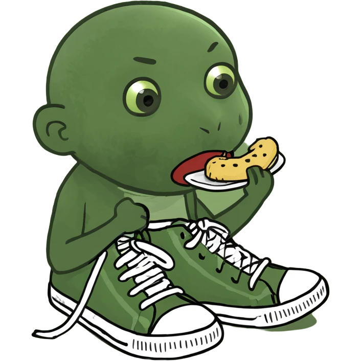 Boy eating shoes emoji