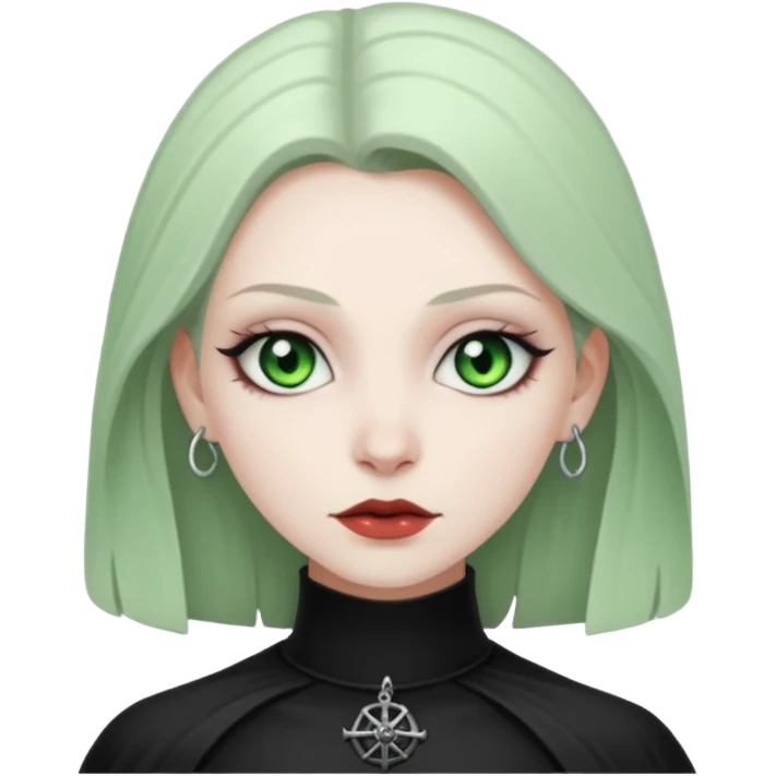 Goth white gf with green eyes emoji