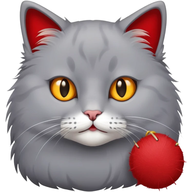 Grey cat playing with scratcher emoji