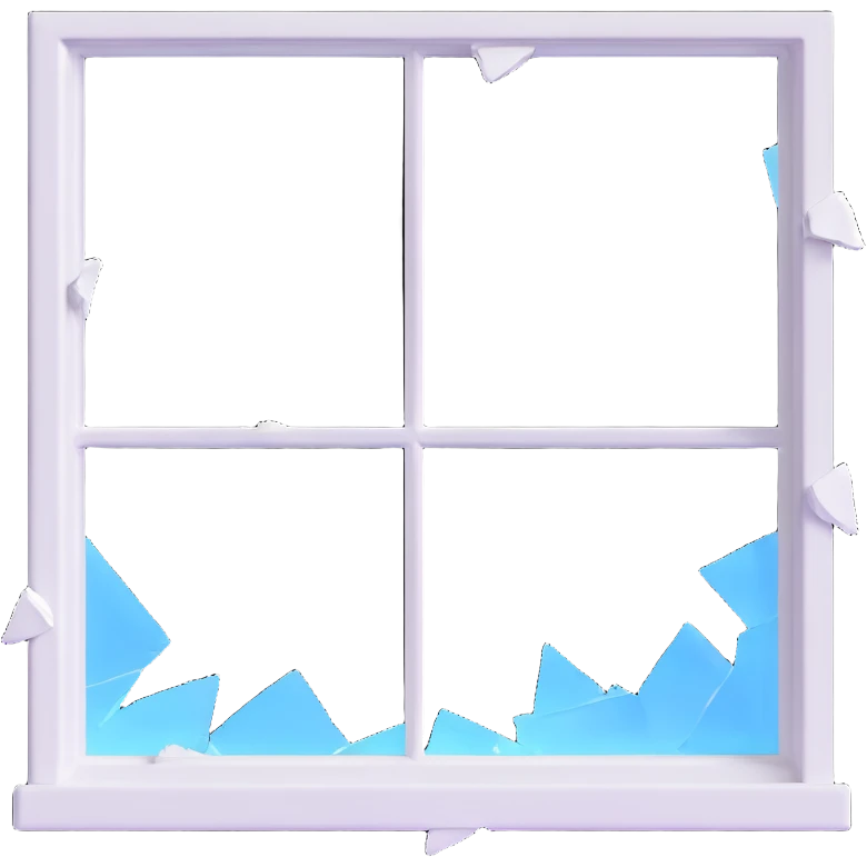 broken window with shattered glass emoji