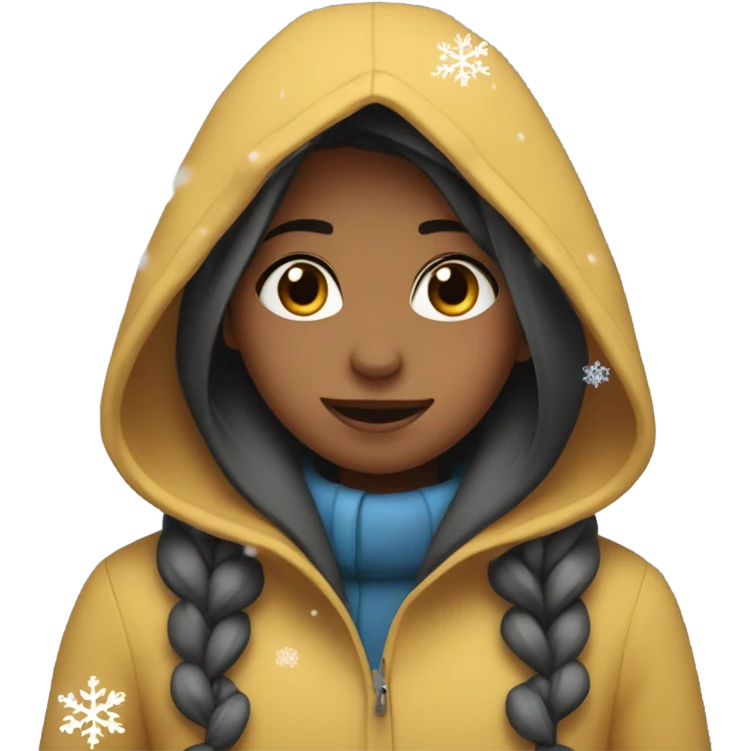 hooded girl in winter snow emoji