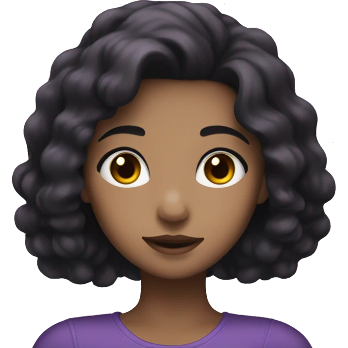 girl with black hair, brown eyes and loves the colour purple emoji