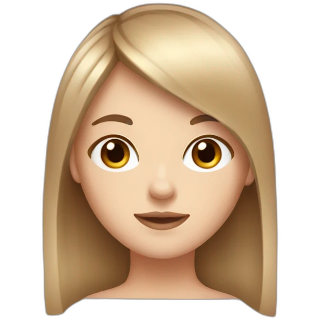 White girl with shoulder long brown hair and a half fringe  emoji