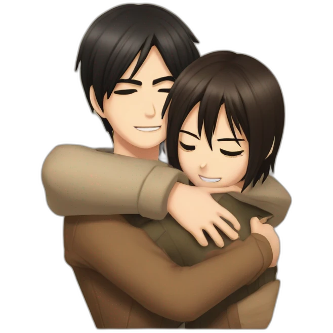 Eren and Mikasa hugging emoji