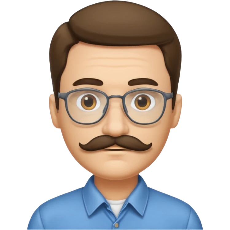 Man with mustache soul patch and glasses emoji