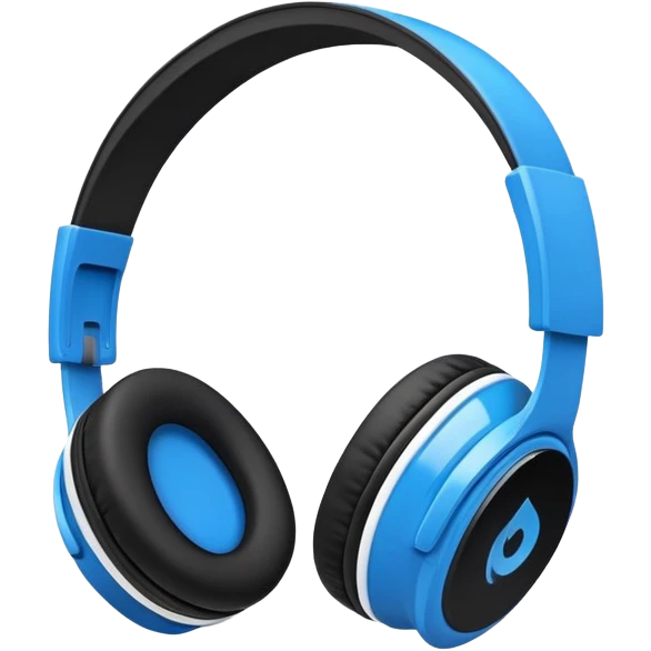 Black and blue and white headphones as seen from the side  emoji